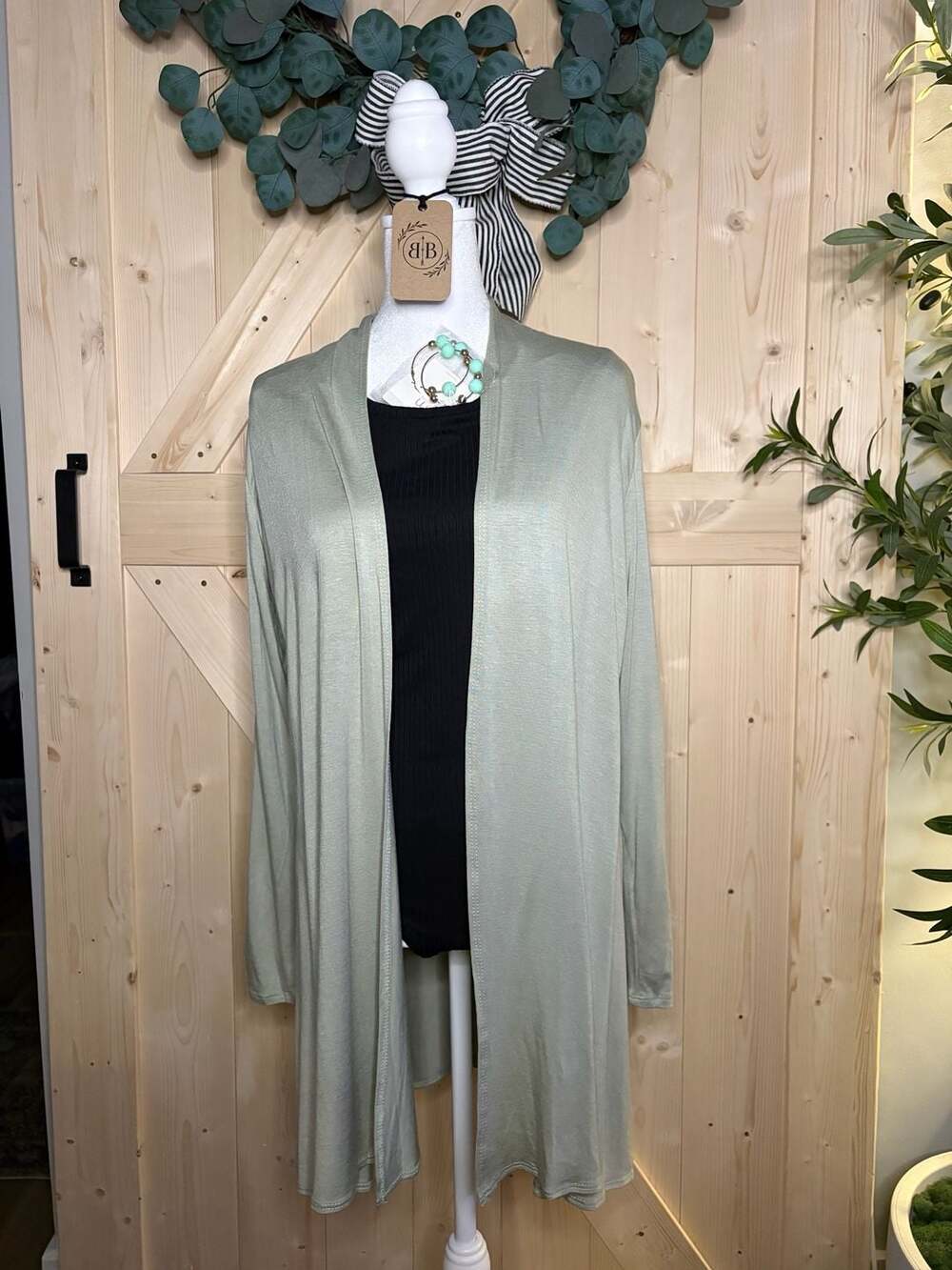 S•M•L•XL Azules Long Sleeve Open Front Lightweight Cardigan